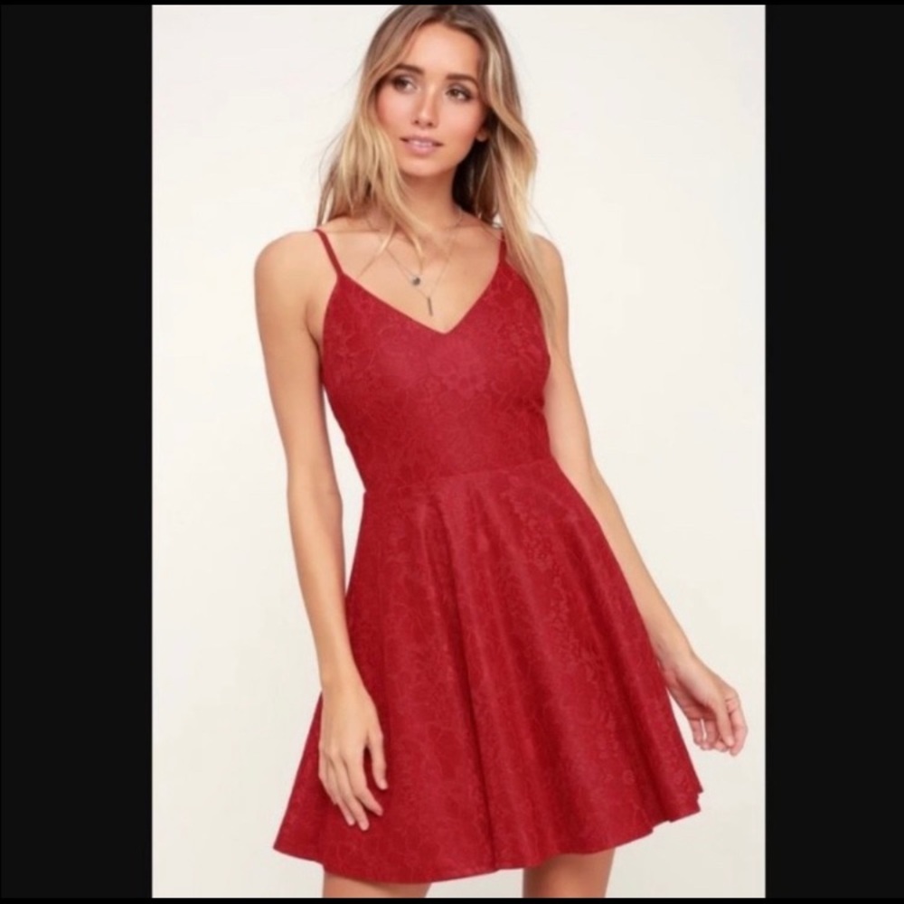 Lulu’s Red Lace Skater Dress